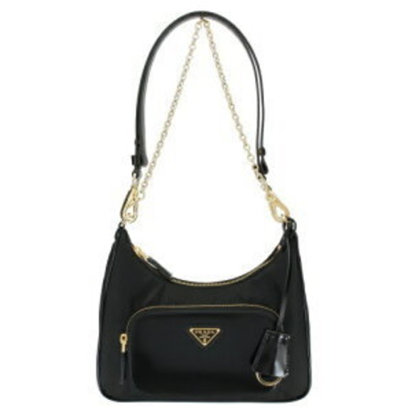 Prada Re Nylon Brushed Leather Shoulder Bag Black V NERO - Picture 1 of 8